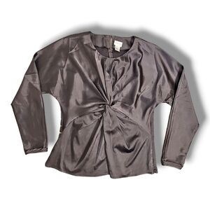 Newport News Gray Shimmer Long-Sleeve Top - Size 18